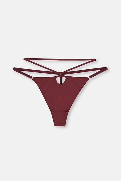 Dagi Burgundy Lace Micro Thong Panties