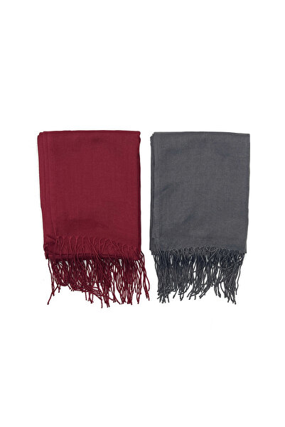 nazipek Set 2 șal pashmina bumbac viscoză 180x70 cm cu ciucuri de înaltă cali...