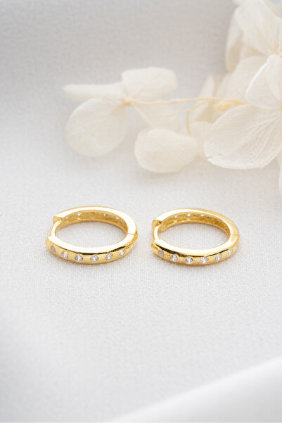 Silvano Jewelry 925 Ayar Gümüş Zirkon Taşlı Halka Küpe