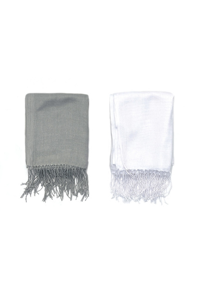 nazipek Set 2 șal pashmina bumbac viscoză 180x70 cm cu ciucuri de înaltă cali...