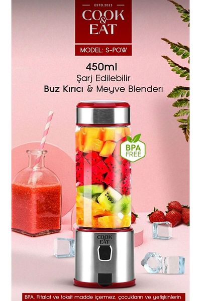 fortrek 450ml Portable Metal Personal Blender Mixes Liquid with Sharp Blade