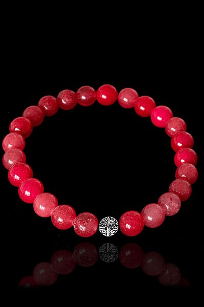 Tesbih Atölyesi Certified Strawberry Quartz Bracelet with Silver Apparatus