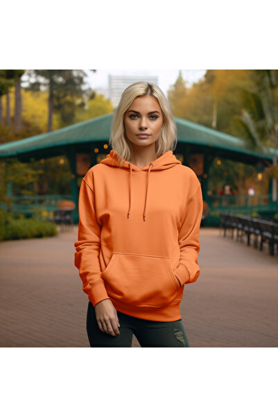 Kapüşonlu Şardonlu 3 İplik Kadın Sweatshirt