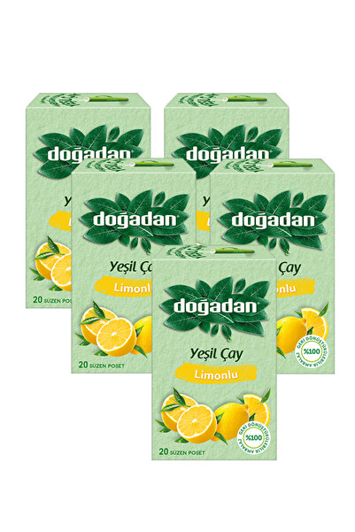 Doğadan 5 عبوات من 20 كيسًا من الشاي الأخضر والليمون