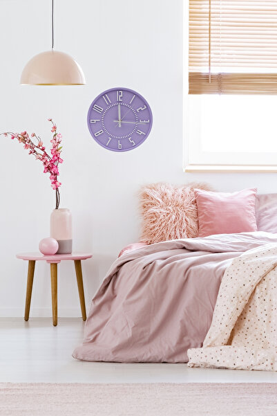 Apricity Dekoratif Renkli Daire Beton Duvar Saati 26 Cm - Menekşe