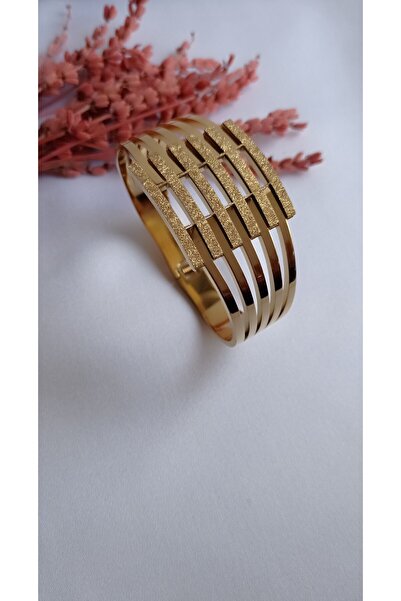 Lilya Jewelry Kadın Paslanmaz Çelik Simli Kalın Kaburga Kelepçe Bilezik Çelik...