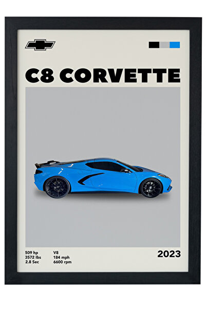 gxe.art C8 Corvette 2023 Model V1 Car Serie Design special Poster cu cadru negru