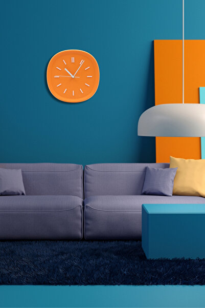 Apricity Dekoratif Renkli Kare Beton Duvar Saati 26 Cm - Turuncu