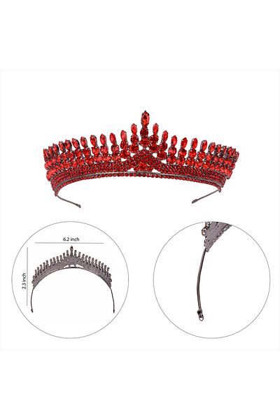 Hayalperest boncuk Antares Model Bridal Henna Crown Princess Crown Crystal Stone Wedding Henna Bridal Crown Red