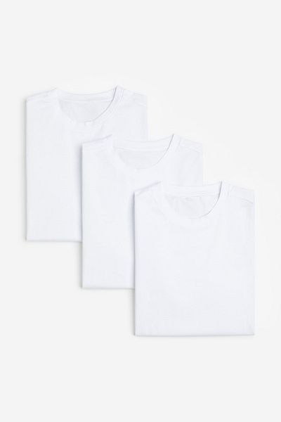 w house Ανδρικό Basic White 3 Pack Regular Fit Crew Neck 100% βαμβακερό μπλουζάκι 3 τεμαχίων