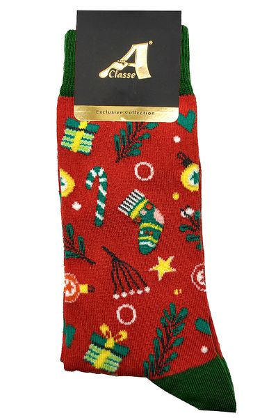 A CLASSE Red Christmas Patterned Socks