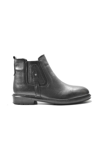 Onlo Ayakkabı K.908 Ανδρικές μπότες casual από γνήσιο δέρμα και μαύρη γούνα
