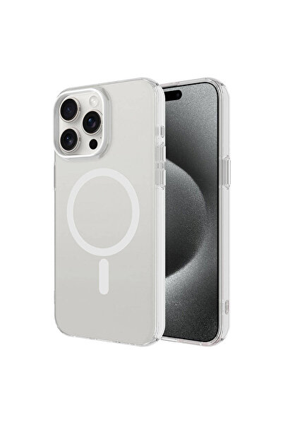 Nezih Case Apple iPhone 15 Pro Uyumlu Magsafe Şarj Özellikli Buzlu Transparan...