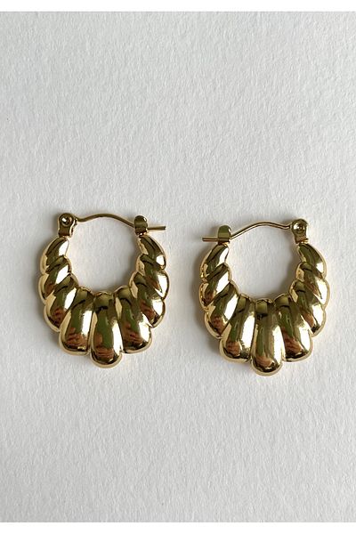 karışık kaset Gold Steel Vintage Mussel Earrings (2 cm)