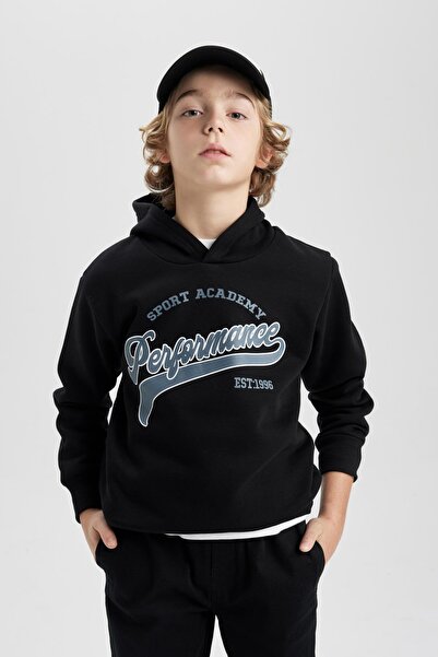 DeFacto Erkek Çocuk Kapüşonlu Baskılı Kalın Sweatshirt B9011a823cw