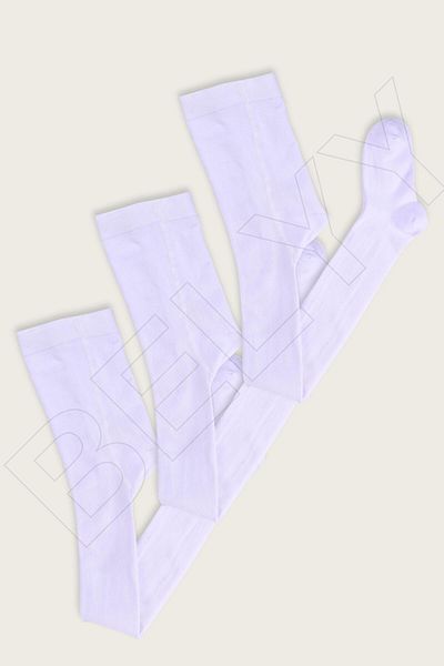Belyy Socks 3 пакета обикновен бял памучен чорапогащник
