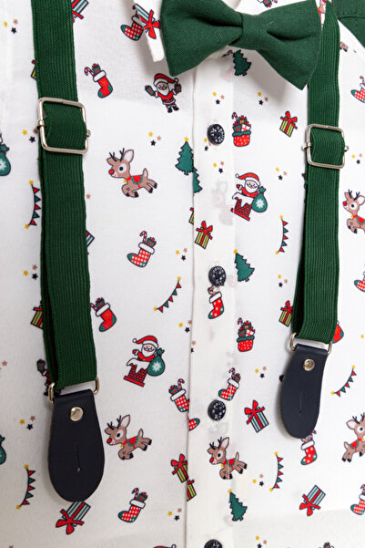 Pollito Boy's New Year's Themed Shirt Gabardine Trousers Set of 4