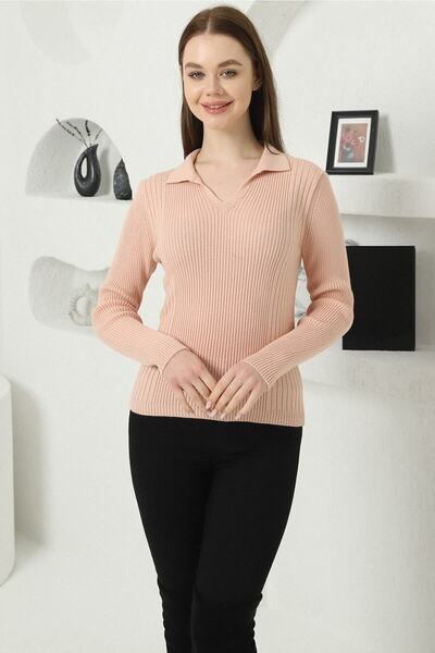 VEGENZE Women's Powder Polo V-Neck Knitwear Sweater