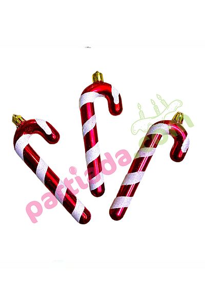 Nikadu Yilbasi Agç Ornament Walking Stick Candy - 12 Cm, Set of 3