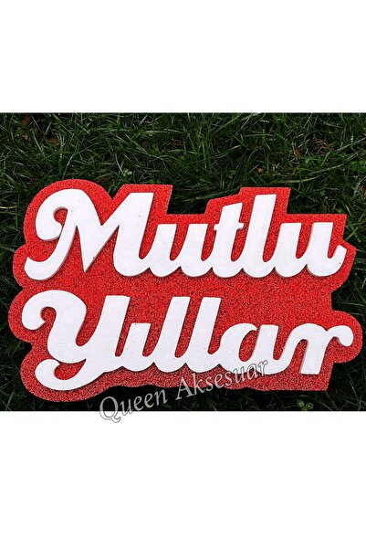 QUEEN AKSESUAR Ornament de decorare pentru cameră, cu litere mari din polistiren cu sclipici, scris cu Happy New Year, special de Anul Nou