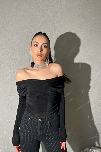 Seda Yalçın Atelier Black Double-breasted Collar Special Design Blouse