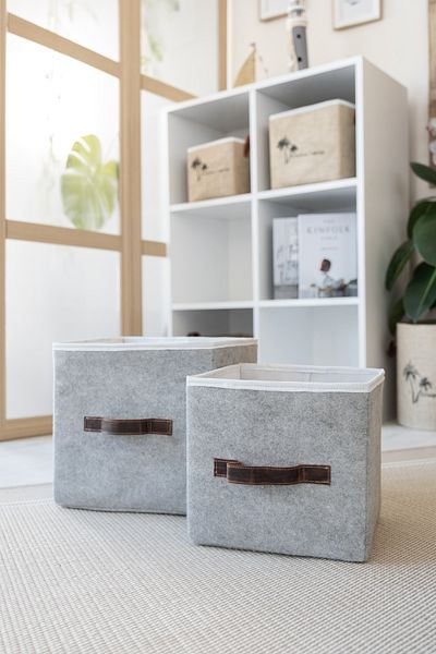 Art Bee Felt In-Cabinet Organizer Jewelry, Makeup, Bathroom, Office Organizer Storage Box with Lid 30x30x30 cm