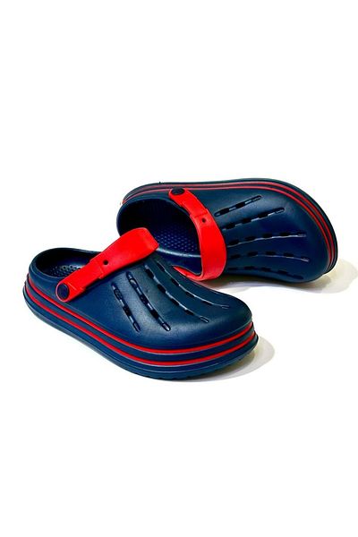 Akınal Bella Navy Blue Red Women's Hospital Home Cross Closed Front Eva Slippers - Navy Red - 36