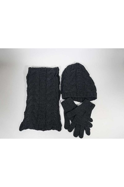 Huge Home Women's Scarf Beanie Gloves Gift SetAnthracite Scarf, Beanie Set, Gift for Sister, Gift for Mother