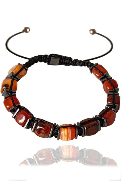 Tesbih Atölyesi Certified Cube Cut Orange Agate Stone Natural Stone Bracelet