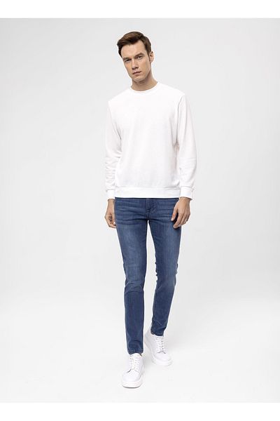 SÜVARİ Süvari Κανονική μέση Κανονική πόδι Slim Fit Μπλε ανδρικό παντελόνι PN2016600126