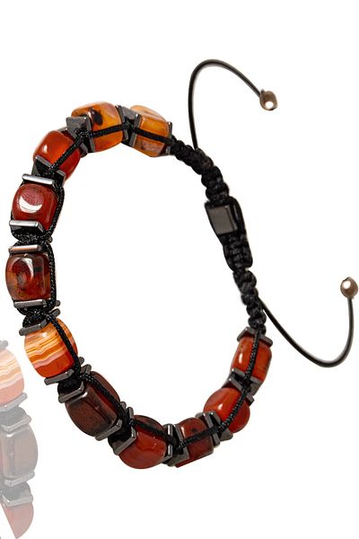 Tesbih Atölyesi Certified Cube Cut Orange Agate Stone Natural Stone Bracelet