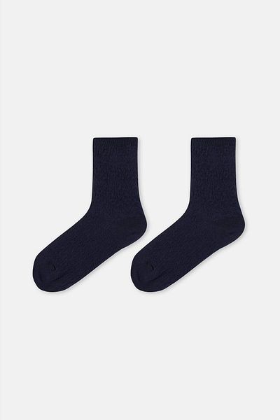 Dagi Marineblaue Baumwollsocken mit Zickzack-Struktur für Damen