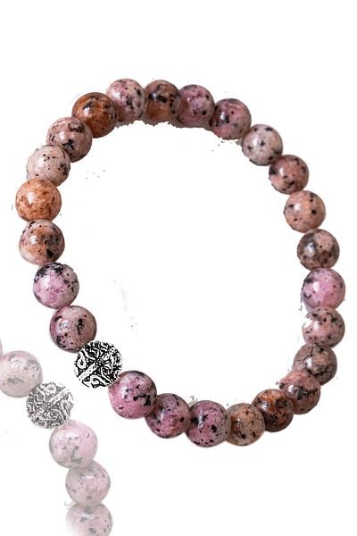 Tesbih Atölyesi Certified Pink Color Quartz Stone Bracelet - With Silver Attachment
