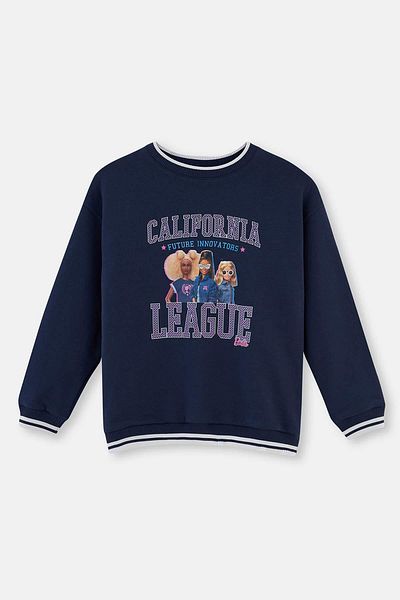 Dagi Navy Blue Barbie License Printed Sweatshirt