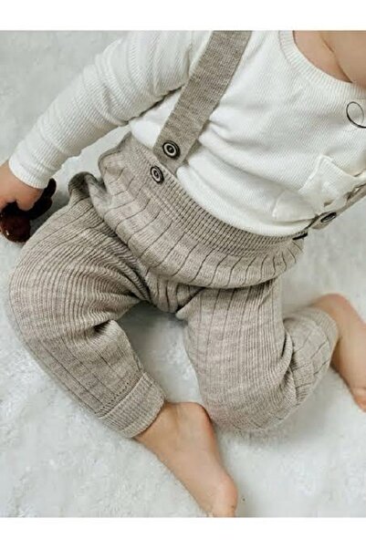 Genel Markalar Taş Rengi Önden Düğmeli Askılı Ayarlanabilir Unisex Bebek Trik...