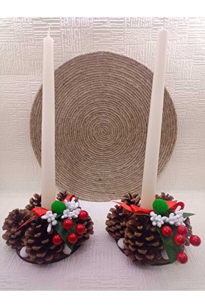 mercan hediyelik organizasyon decor pentru masa de Craciun 2 piese sfeșnic conuri kokina berry suport pentru lumânări decorativ de Anul Nou