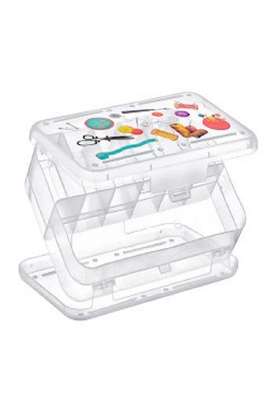 Kazanabil MULTI-PURPOSE DOUBLE-SIDED PLASTIC JEWELRY AND SEWING BOX