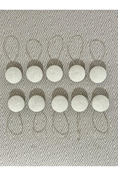 FEDA İSTANBUL Mıknatıslı Perde Mandalı 10 Adet Beyaz İplik Sarmalı Yuvarlak