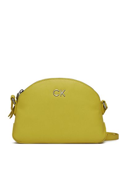 Calvin Klein Women's Leather Brand Logo Zippered Daily Use Yellow Shoulder Bag K60K611444-ZAV