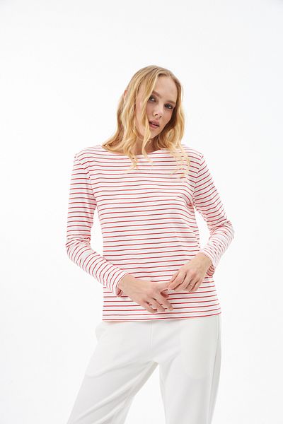 Elegant Design London Striped T-shirt White Red