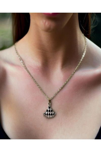Mixperi Zircon Stone Yellow Chain Sailboat Model Necklace Sail Pattern Necklace