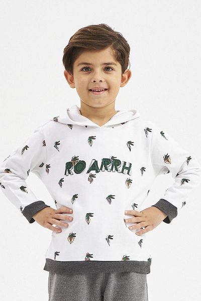 LILIAN Top de pijama cu glugă pentru copii Roarrh