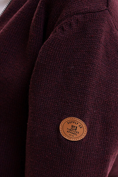 Matte BRUXEL BOY'S Claret Red Pocket Knitwear Cardigan