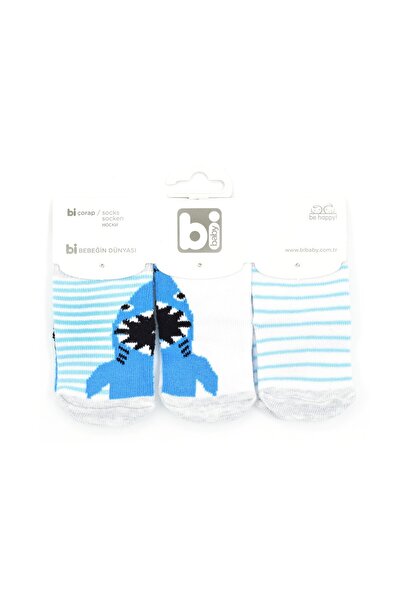 Bibaby Shark 3'lü Bebek Çorabı 68215
