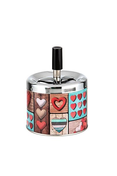 ANGELO Push-Turn Metal Tank Ashtray Hearts2 9 cm