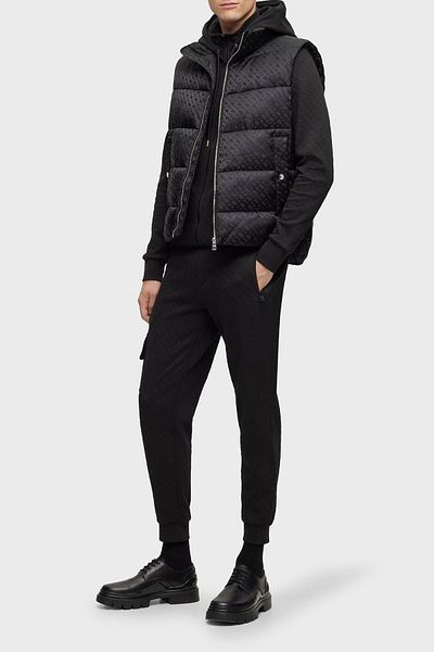 BOSS Monogram Patterned Zippered Water Repellent Regular Fit Inflatable Vest Men's VEST 50497772 001