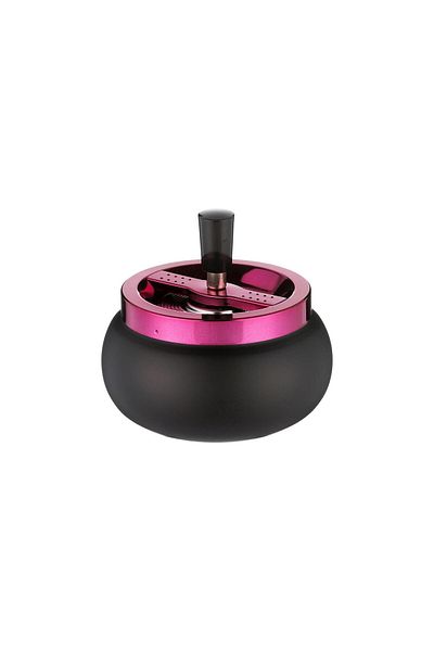 ANGELO Τασάκι με Μεταλλικό Θάλαμο Push-Pull Μαύρο-Μωβ 13 cm
