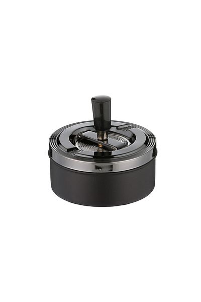 ANGELO Push-Turn Metal Tank Ashtray Black-Anthracite 11 cm