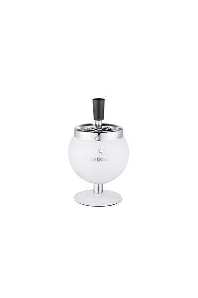 ANGELO Push-Turn Metal Tank Ashtray with Stand White 8 cm