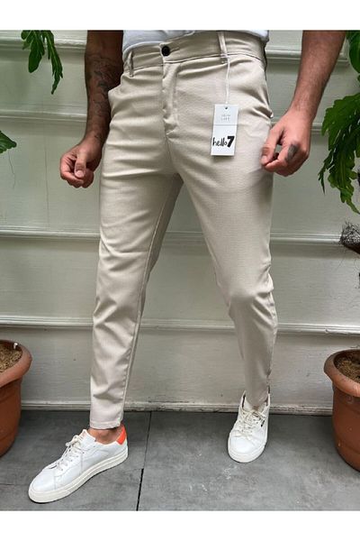 bmmodam Men's Slimfit Cut Lycra Linen Trousers